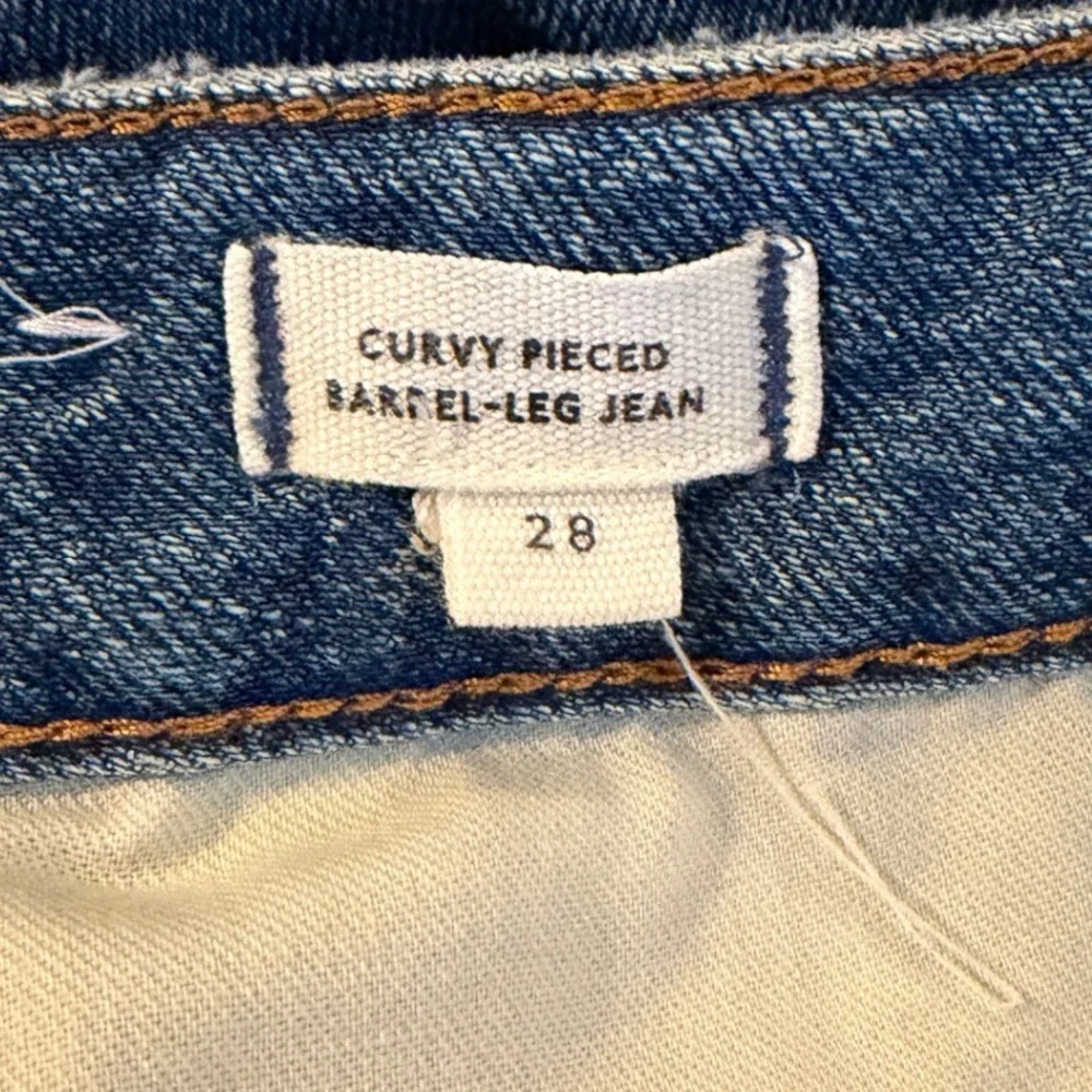 Madewell Curvy Pieced Barrel-Leg Jean Blue Denim Button Fly High Rise Size 28